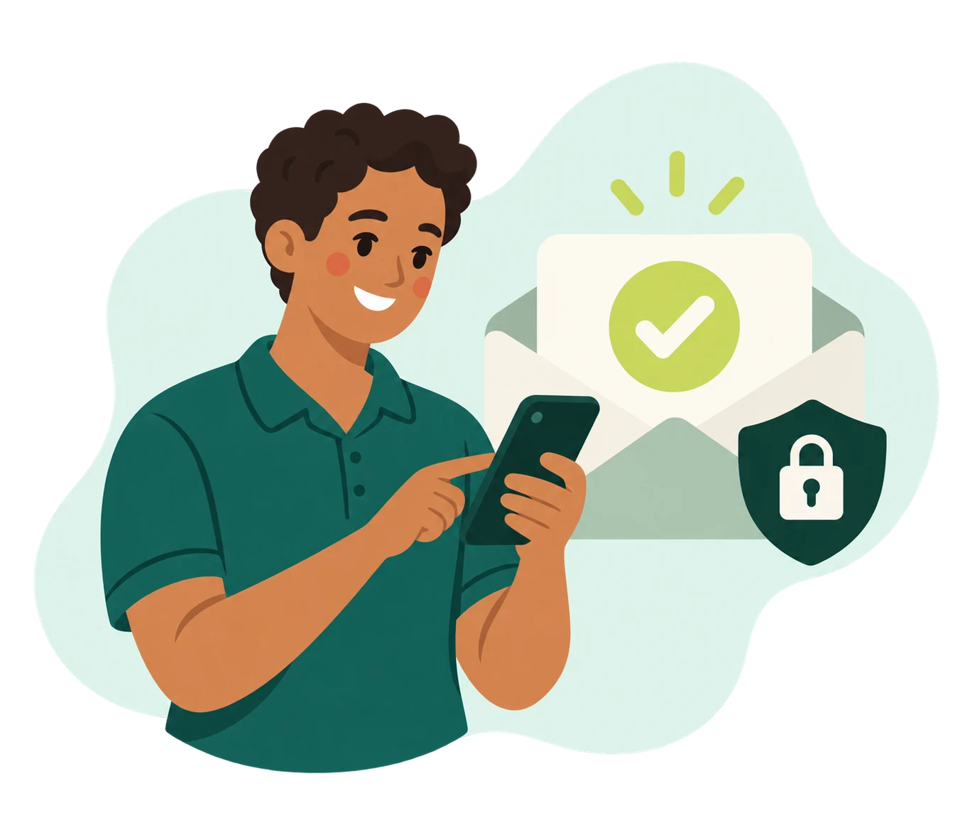 A person receiving their secure booking confirmation
