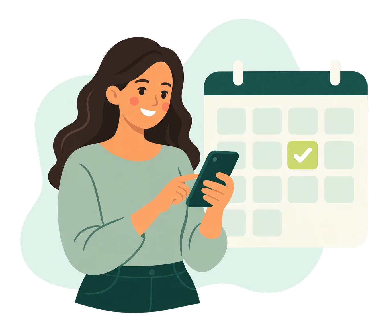 A person choosing an appointment on their device